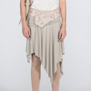 Sculptor Worldwide Beaded Jersey Skirt in Raw